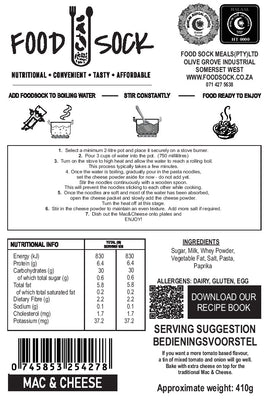 Food Sock - Macaroni & Cheese (serves 4) - The Deli