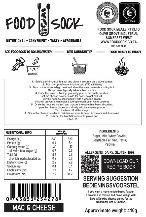 Food Sock - Macaroni & Cheese (serves 4) - The Deli
