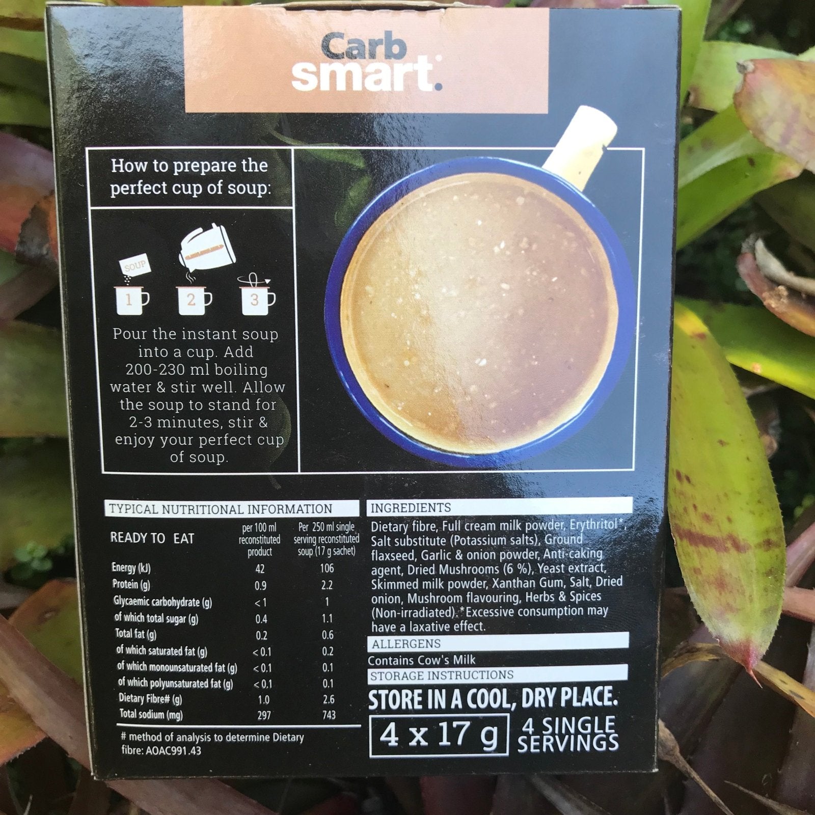 Carb Smart Cream of Mushroom Instant Soup (4x17g) - The Deli